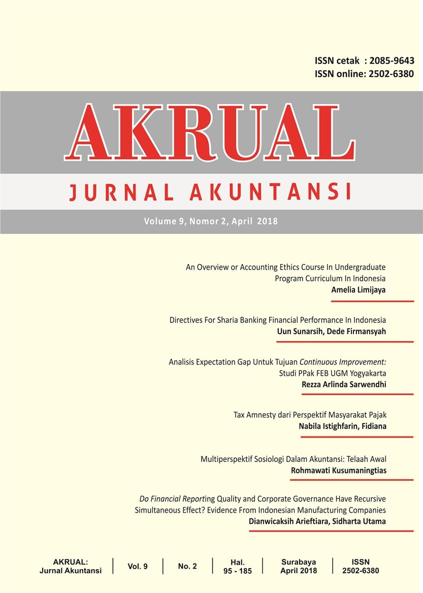 					View Vol. 9 No. 2: AKRUAL: Jurnal Akuntansi (April 2018)
				