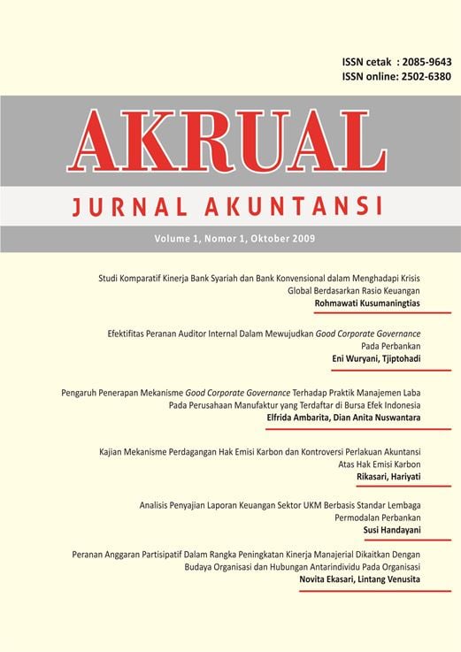 					View Vol. 1 No. 1: AKRUAL:Jurnal Akuntansi (Oktober 2009)
				