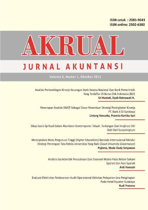 					View Vol. 3 No. 1: AKRUAL: JURNAL AKUNTANSI (OKTOBER 2011)
				