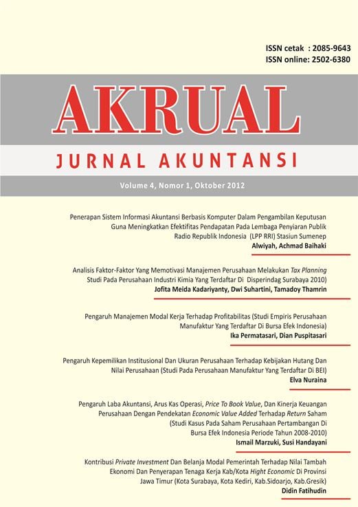 					View Vol. 4 No. 1: AKRUAL: Jurnal Akuntansi (Oktober 2012)
				