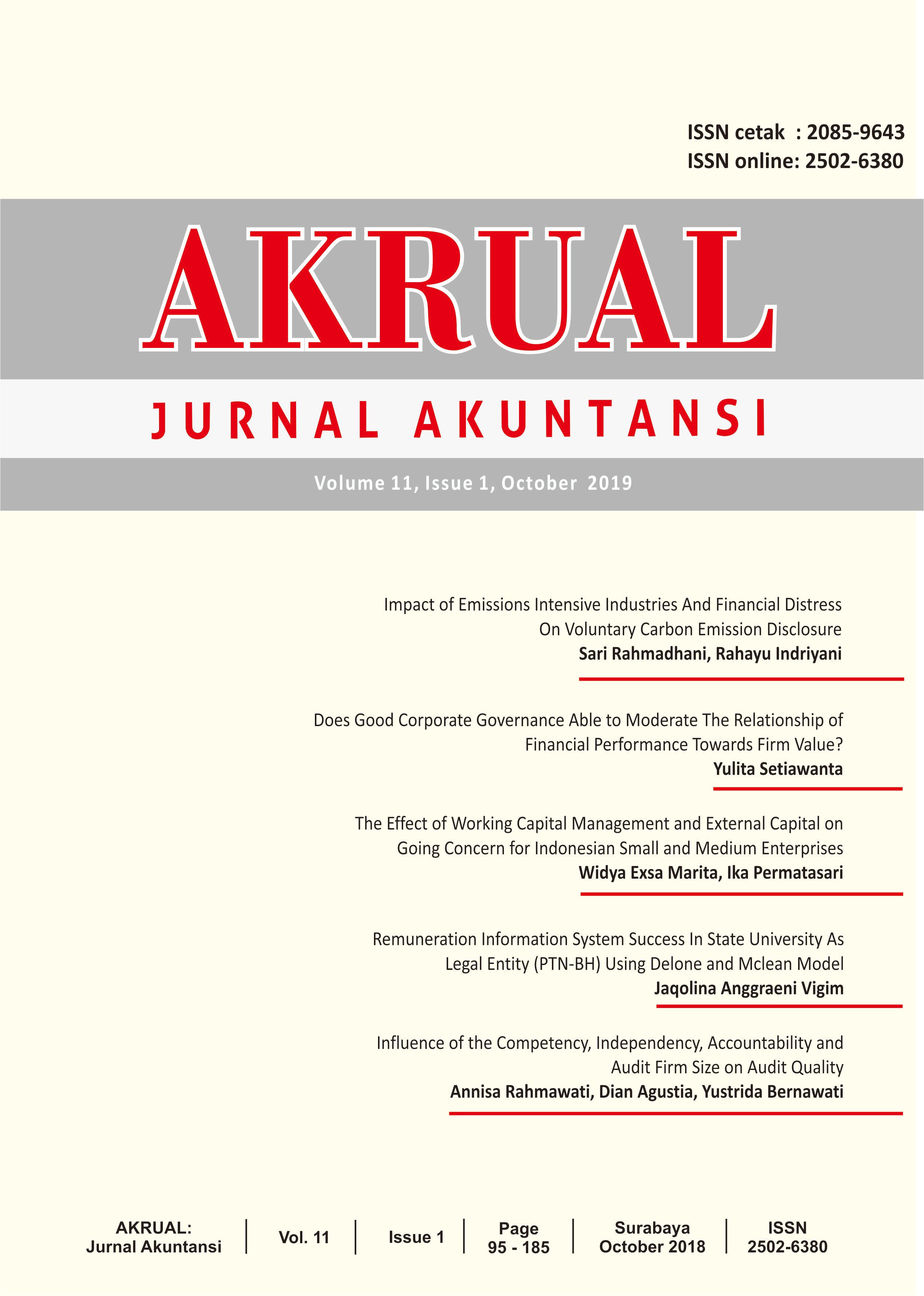					View Vol. 11 No. 1 (2019): AKRUAL: Jurnal Akuntansi
				