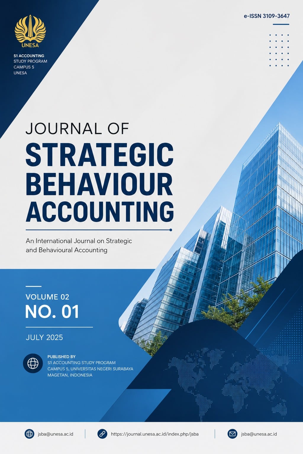Cover image of Journal of Strategic Behaviour Accounting, Volume 02 Number 01, July 2025.
