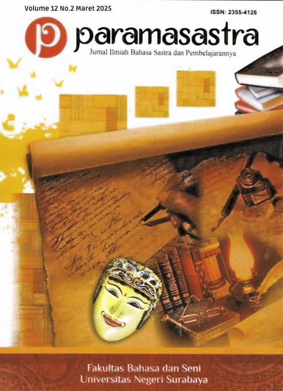 					View Vol. 12 No. 2 (2025): Paramasastra : Jurnal Ilmiah Bahasa Sastra dan Pembelajarannya
				