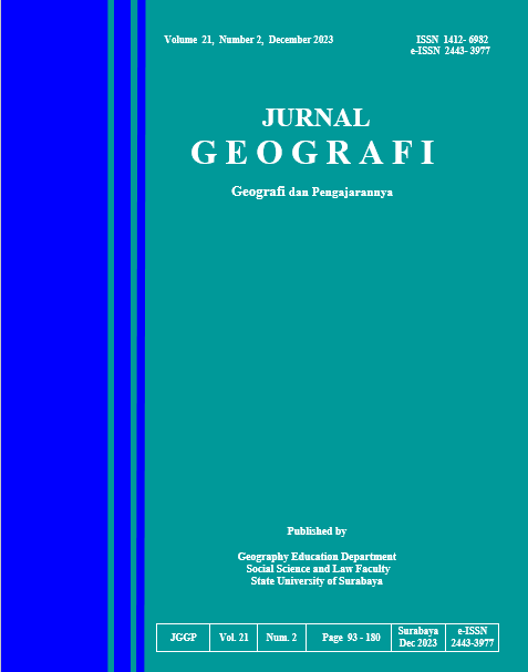 					View Vol. 21 No. 2 (2023): JURNAL GEOGRAFI Geografi dan Pengajarannya
				