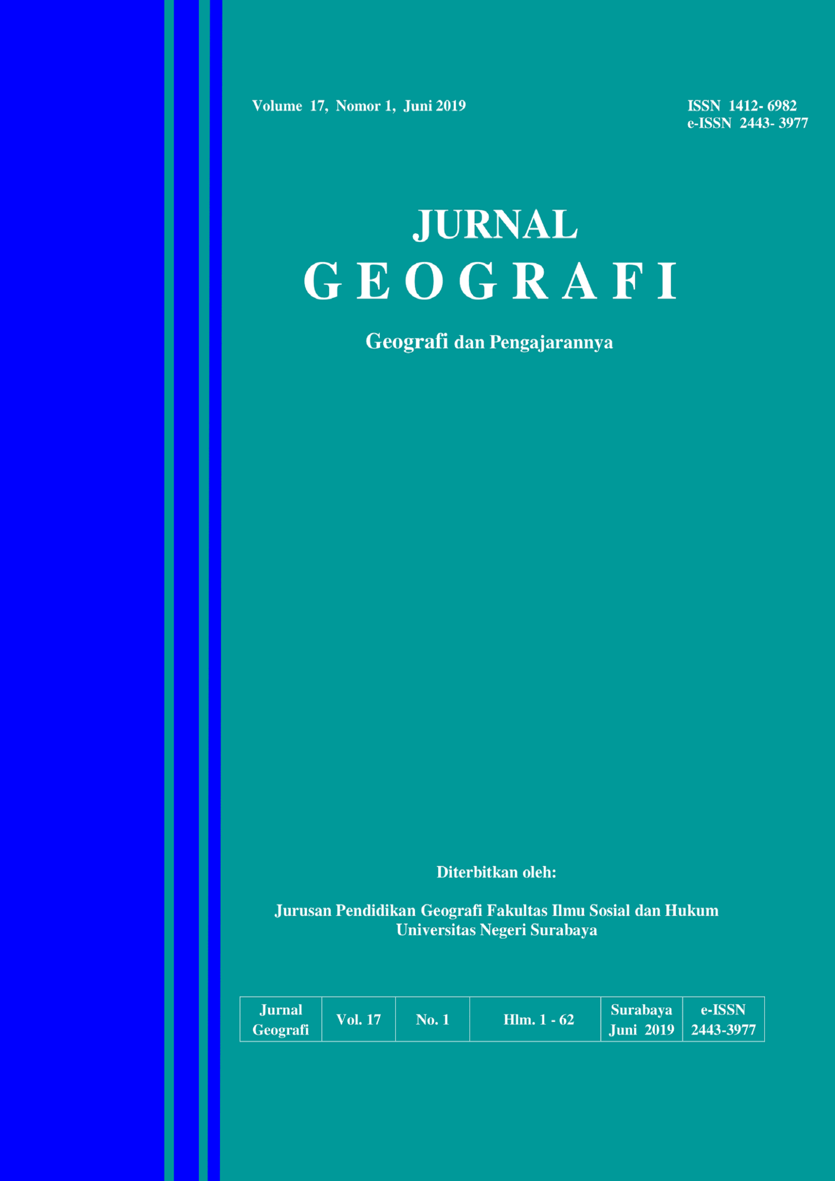 					View Vol. 17 No. 1 (2019): JURNAL GEOGRAFI Geografi dan Pengajarannya
				