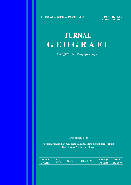 					View Vol. 17 No. 2 (2019): JURNAL GEOGRAFI Geografi dan Pengajarannya
				
