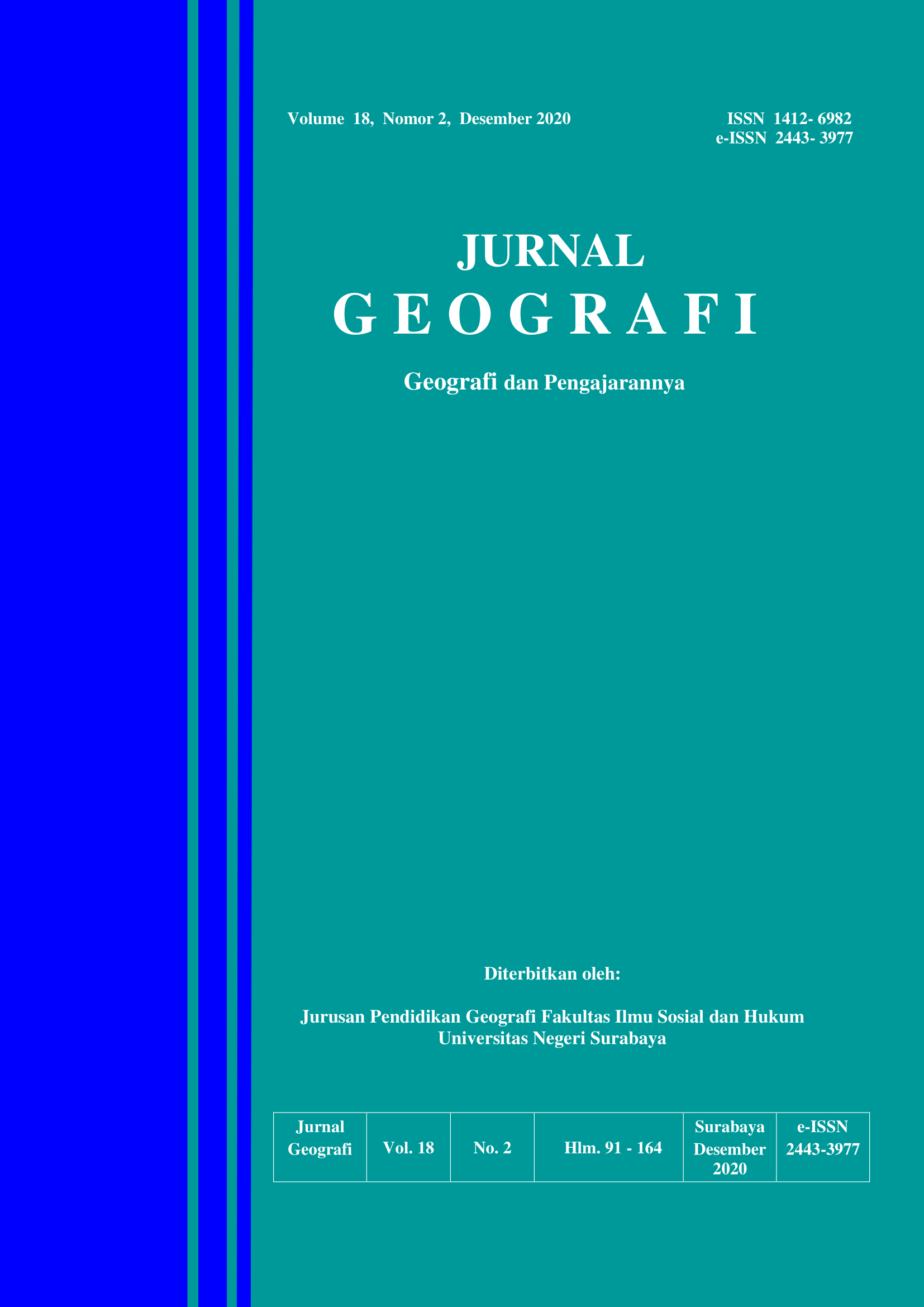 					View Vol. 18 No. 2 (2020): JURNAL GEOGRAFI Geografi dan Pengajarannya
				