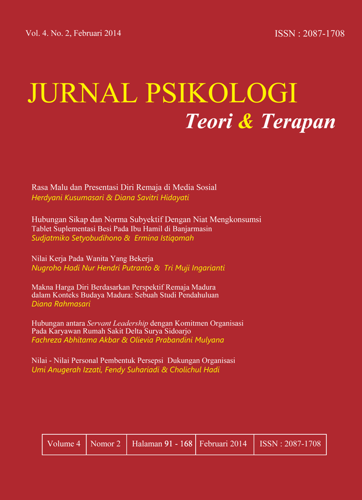 					View Vol. 4 No. 2 (2014): Jurnal Psikologi Teori dan Terapan
				