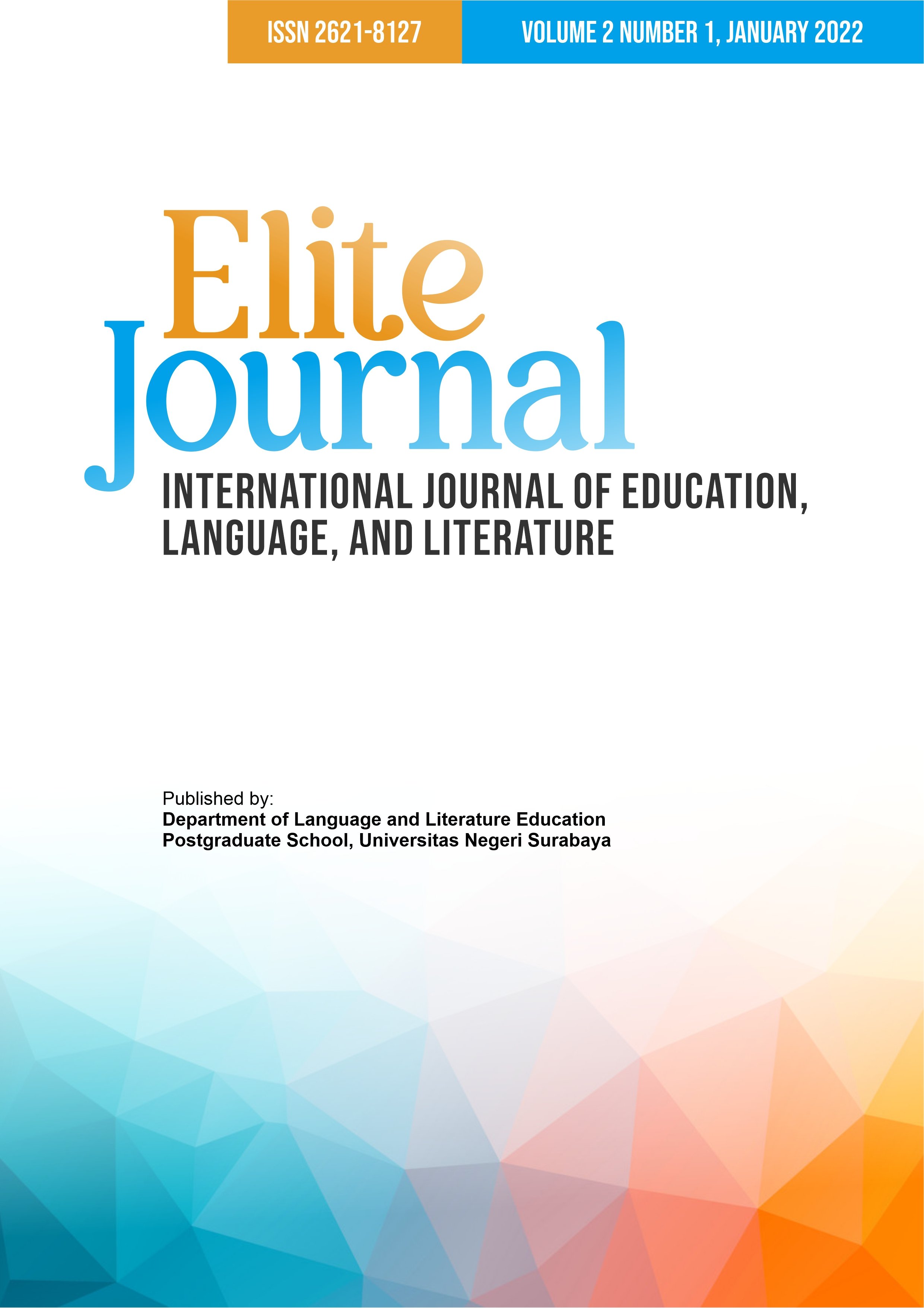 					View Vol. 2 No. 1 (2022): ELite Journal (Volume 2 Number 1, January 2022)
				