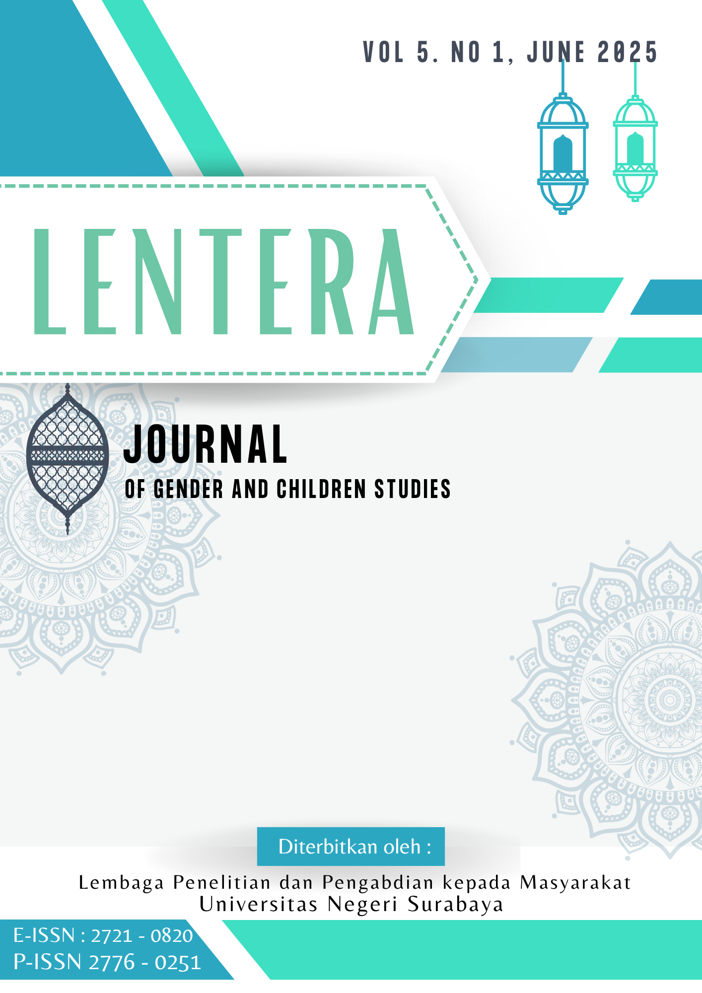 					View Vol. 5 No. 1 (2025):  LENTERA: Journal of Gender and Children Studies ( June 2025)
				